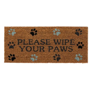 Coir Insert Please Wipe Your Paws Doormat - 23x53cm