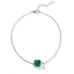 Jeulia Simple Design Halo Radiant Cut Sterling Silver Anklet