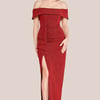 Goddiva Sparkle Bardot Maxi With Waterfall Ruffle - Red