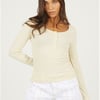 Brave Soul Ribbed Button Top - Almond - XS