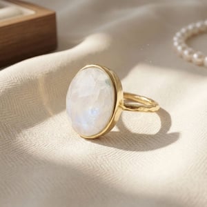 Statement Rainbow Moonstone June Birthstone Ring - Large - P (UK)/ 56.3mm circumference/ 7.5 (US)