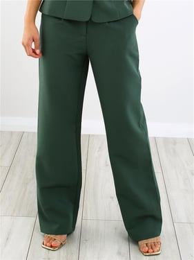 Girl In Mind Jo Pleat Detail Tailored Trouser - Green - 8