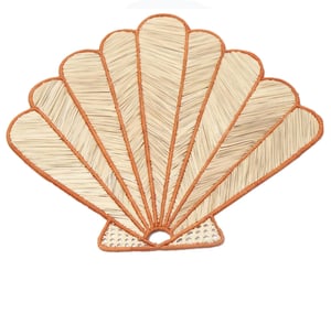 Shell Handwoven Iraca Placemat - Natural Palm with Accent Color / Orange