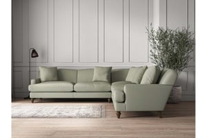 nkuku Deni Corner Sofa | Make To Order | Grand | Recycled Cotton Seaspray
