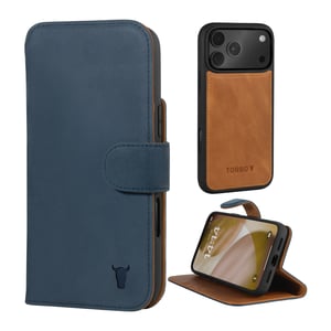 iPhone 17 Pro Leather Case (with Detachable Cover & MagSafe Compatible) - Nubuck / Blue