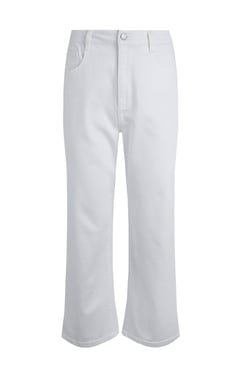 Weird Fish Soulina Wide Leg Cropped Denim Jeans White Size 14