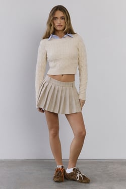 Yacht Club Pleated Mini Skort Beige