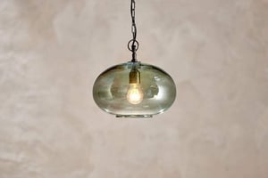 nkuku Otoro Recycled Glass Pendant Round | Lights | Small Round | Green Smoke