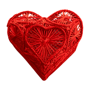 Big Heart Woven Trinket Box - Red
