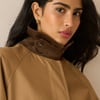 Camel Cord Detail Long Barn Coat
