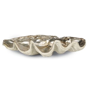 Clam Ambered Silver Leaf Bowl