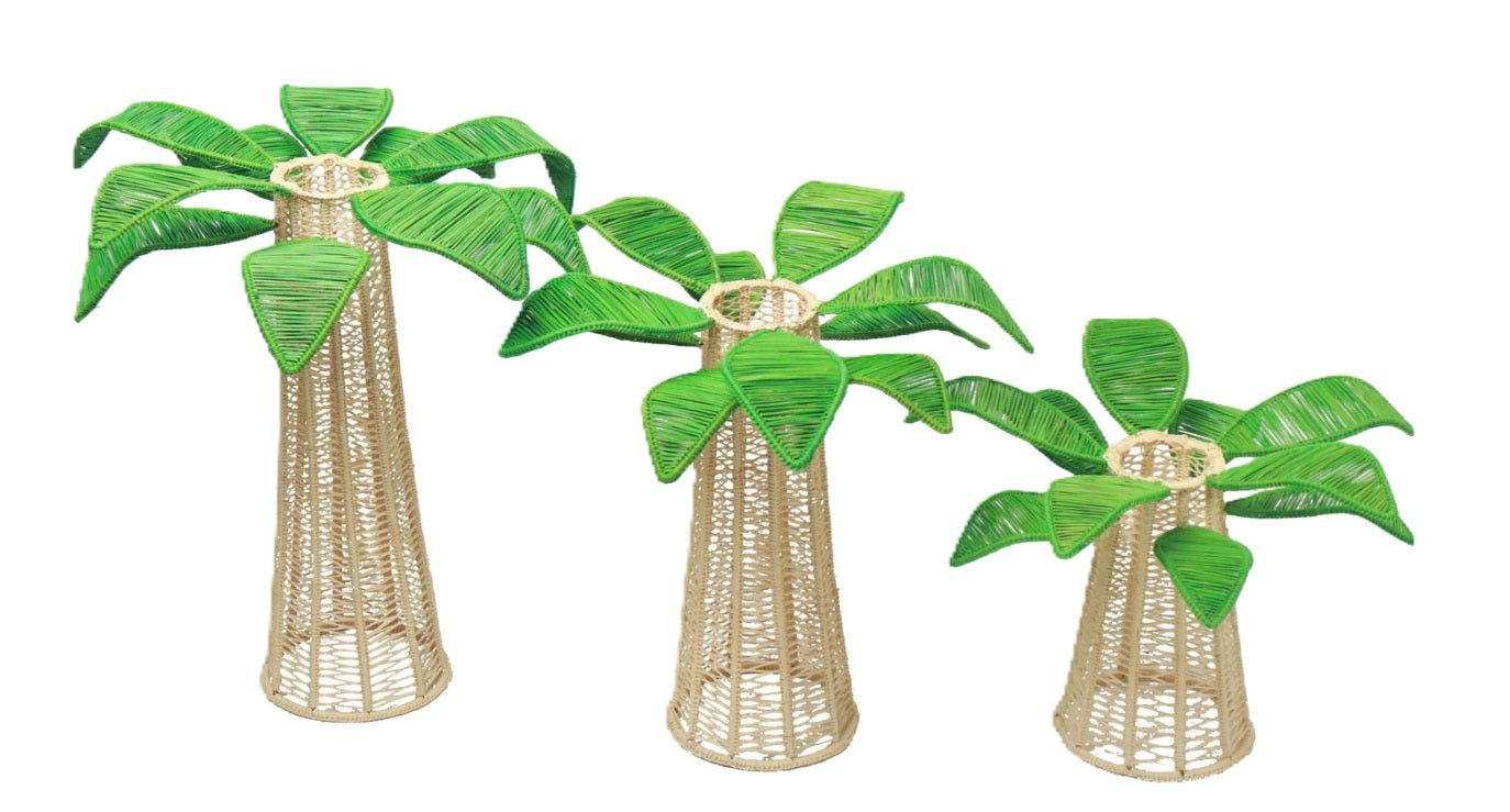 Green Palm Handwoven Iraca Candle Stand - Large