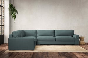 nkuku Guddu Left Hand Corner Sofa | Make To Order | Grand | Recycled Cotton Airforce