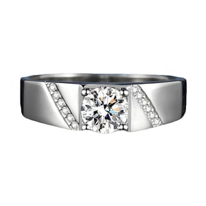 Jeulia Simple Men's Engagement Ring Sterling Silver