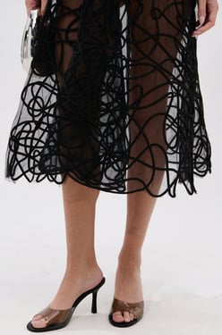 AKIRA Raya PVC Chunky Heel Sandal | Black | Size 11