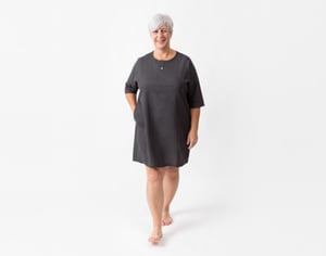 QE Home Linen Blend Lounge Tunic in Black Pearl, Large