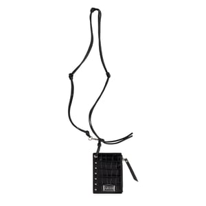 Aries Croc Studded Card Holder Black