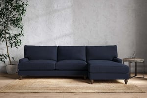 nkuku Marri Right Hand Chaise Sofa | Make To Order | Grand | Brera Linen Indigo
