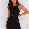 Understated Luxe Ribbed Mini Dress Black