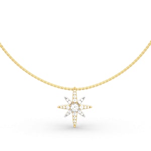 Jeulia Two Tone Star Sterling Silver Necklace