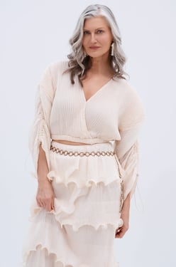 AKIRA Ruffle Heaven Blouse | Size XL