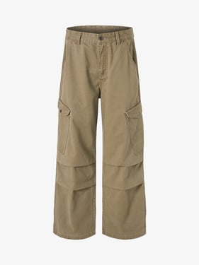 Streetwear Utility Multi-Pocket Straight-Leg Pants - Khaki / 2XL