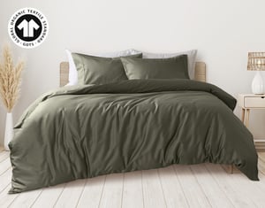 QE Home 300TC Organic Cotton Duvet Cover in Alligator Green, GOTS Certified, King