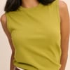 Green Knitted Ribbed Vest Top