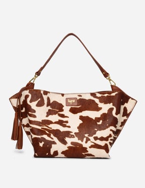 Hyna Iconic Opal Tassel Handbag (Tan & White) - Tan & White