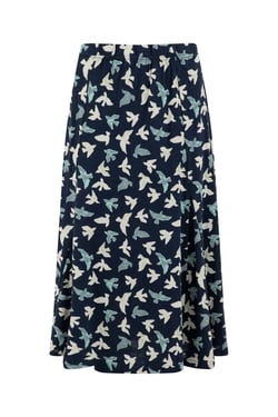 Weird Fish Romaro Printed Jersey Midi Skirt Midnight Size 8