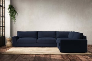 nkuku Guddu Right Hand Corner Sofa | Make To Order | Grand | Brera Linen Indigo