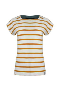 Weird Fish Bowe Organic Cotton Striped Jersey T-Shirt Deep Amber Size 20