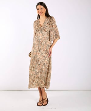 Leopard Printed Shimmer Midi Dress - 18