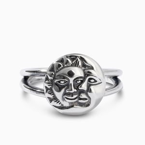 Jeulia "Moon and Sun Face" Sterling Silver Ring