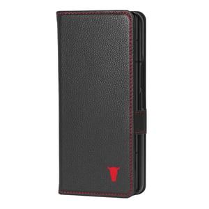 Galaxy Z Fold6 Leather Wallet Case - Black with Red Detail