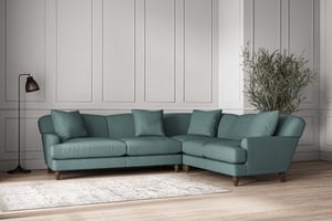 nkuku Deni Left Hand Corner Sofa | Make To Order | Super Grand | Recycled Cotton Airforce