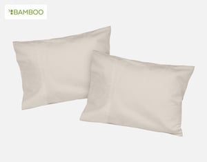 QE Home Petite 310TC Bamboo Cotton Pillowcase in Driftwood (Set of 2), Beige