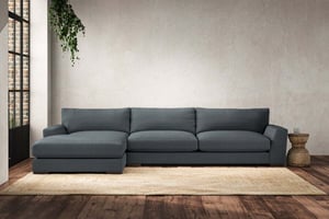 nkuku Guddu Left Hand Chaise Sofa | Make To Order | Grand | Brera Linen Dusk