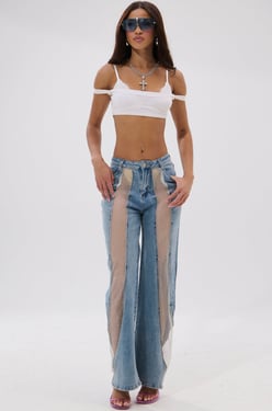 AKIRA Bling Relaxed Denim | Light Blue | Size 1X