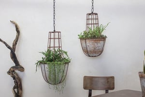 nkuku Abari Caged Hanging Planter | Vases & Planters | Small | Aged Zinc