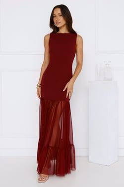 Chic Whispers Maxi Dress Burgundy