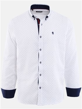 Alex & Turner Pattern Print Shirt - White Navy - XL
