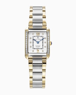 Emily 22x19mm Two-hands Two-tone White dial with Stones Stainless steel swiss watch - 22 x 19 mm