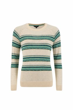 Weird Fish Reka Lightweight Striped Crew Neck Jumper Light Cream Size 22