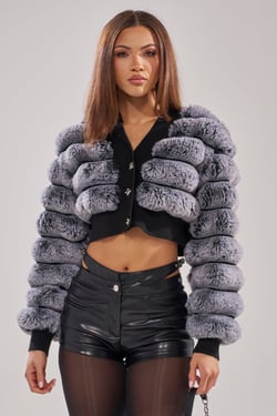 AKIRA Wild Heart Faux Fur Cardigan | Black | Size 1X