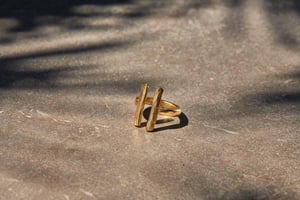 nkuku Atili Double Bar Ring Band | Gifting | One Size | Gold