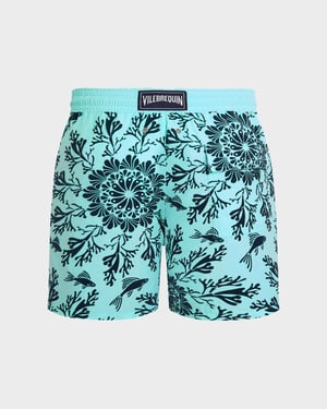 Vilebrequin - Men Swim Shorts Flocked Coral Mandala - Swimwear - Moorea - Blue - Size XXXL