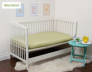 QE Home Bamboo Cotton Crib in Sized Fitted Sheet in Elm, Green