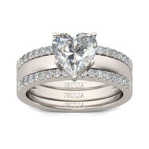 Jeulia Shining Heart Cut Sterling Silver Enhancer Ring Set
