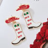 Ho Ho Ho Boot Earrings Gold